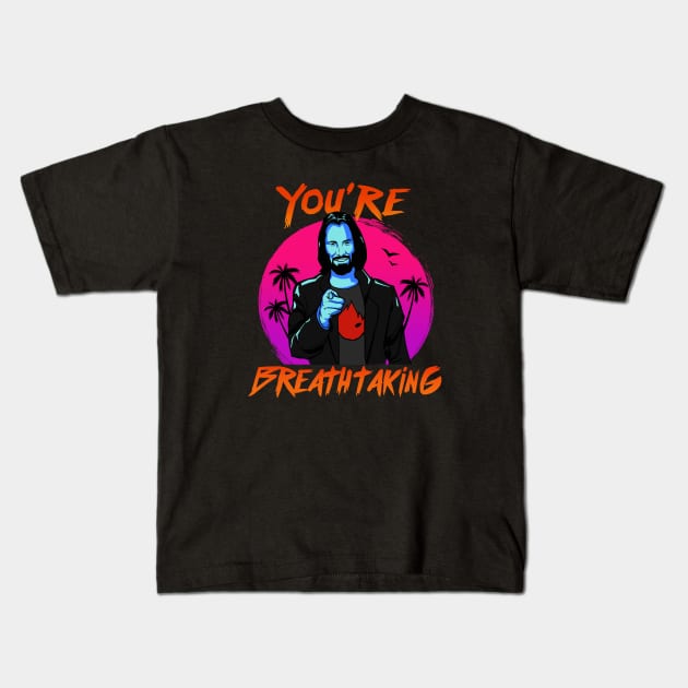 Keanu Reeves - You're Breathtaking Kids T-Shirt by Merch Sloth